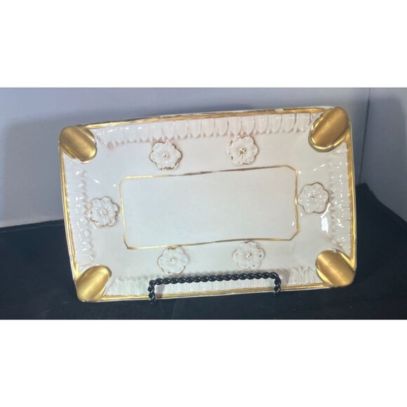Vintage Italian Cigar Tray Trinket Dish With Gilded Accents - Picture 2 of 6